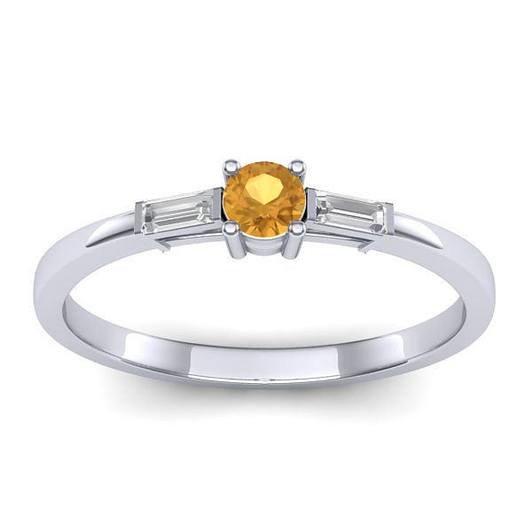 Inel cu citrin rotund