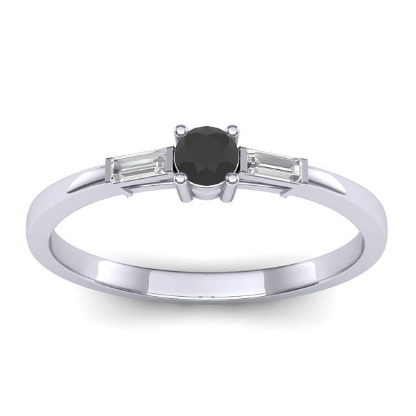 Inel de logodna cu diamant negru rotund