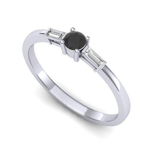 Inel din aur alb cu diamant negru