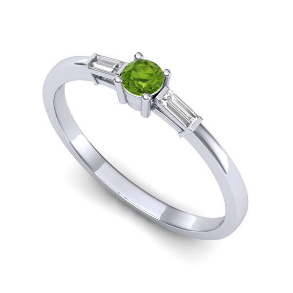 Inel logodna din aur alb cu peridot