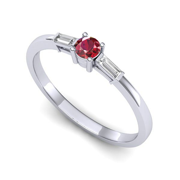 Inel din aur alb cu rubin