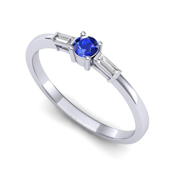 Inel logodna din aur alb cu safir