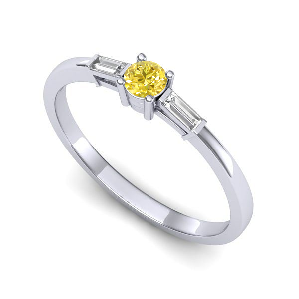 Inel logodna din aur alb cu safir galben