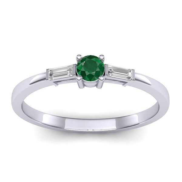 Inel logodna cu smarald rotund