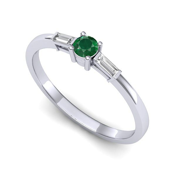 Inel de logodna din aur alb cu smarald