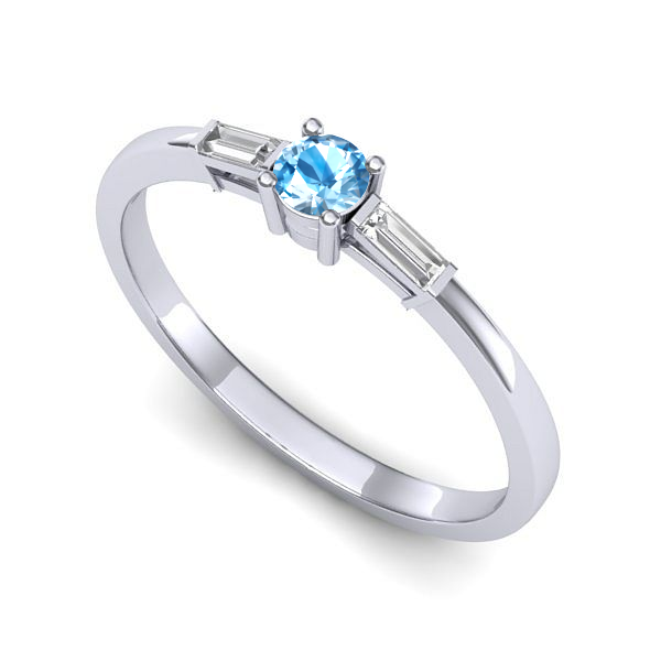 Inel din aur alb cu topaz blue