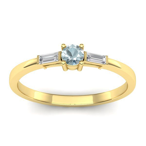 Inel cu aquamarin rotund