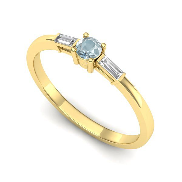 Inel din aur galben cu aquamarin
