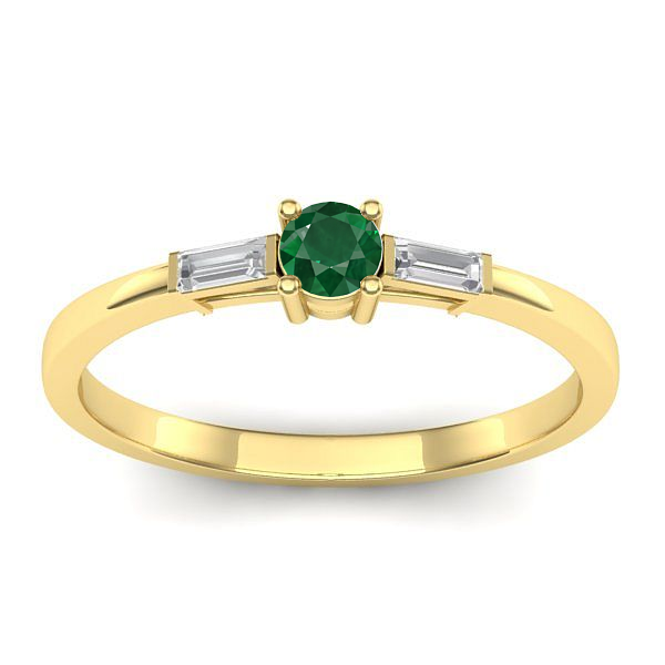 Inel logodna cu smarald rotund