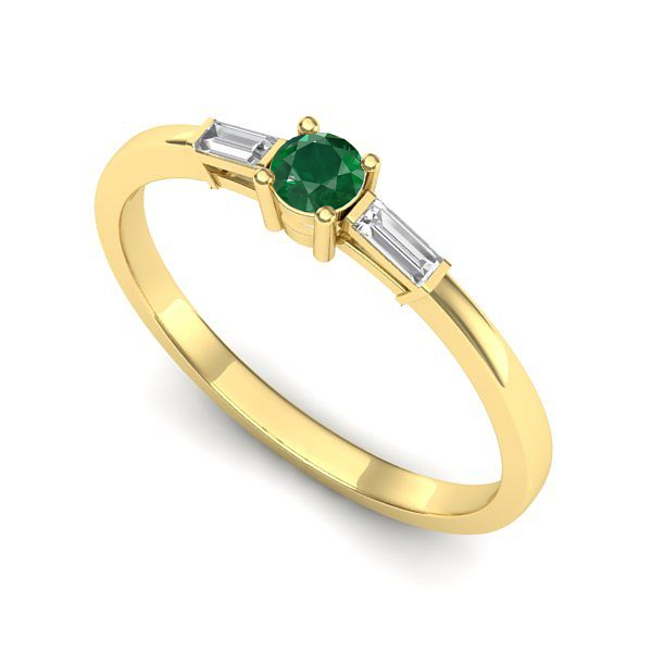 Inel logodna din aur galben cu smarald