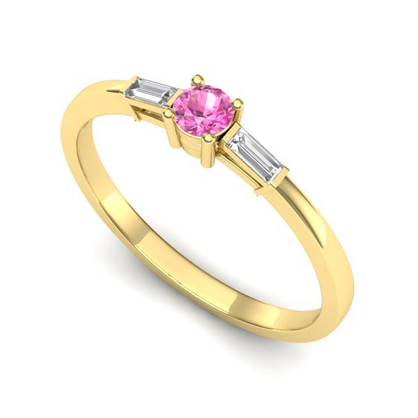 Inel logodna din aur galben cu safir roz