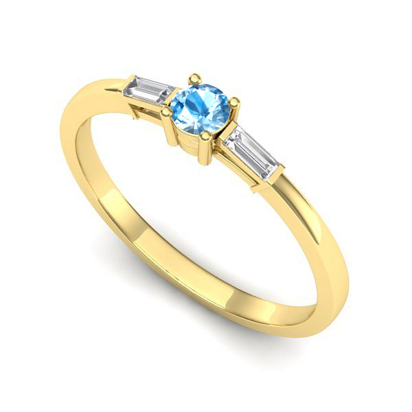 Inel de logodna din aur galben cu topaz blue