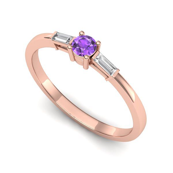 Inel logodna din aur roz cu ametist