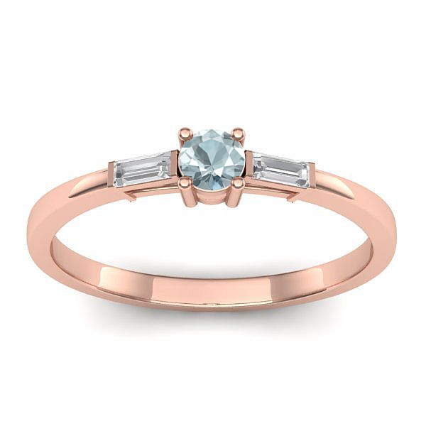 Inel de logodna cu aquamarin rotund