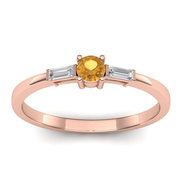 Inel logodna cu citrin rotund