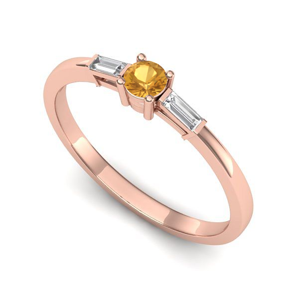 Inel logodna din aur roz cu citrin