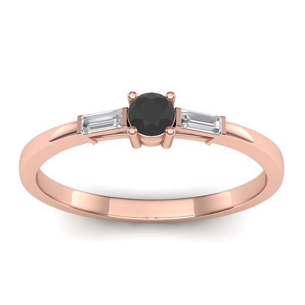 Inel cu diamant negru rotund