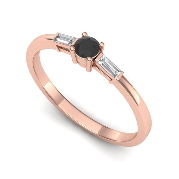 Inel din aur roz cu diamant negru