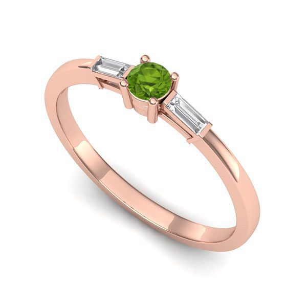 Inel logodna din aur roz cu peridot