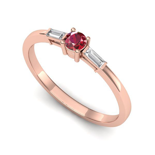 Inel de logodna din aur roz cu rubin