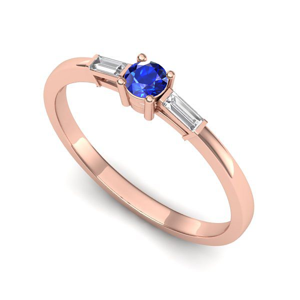 Inel de logodna din aur roz cu safir