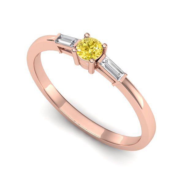 Inel din aur roz cu safir galben