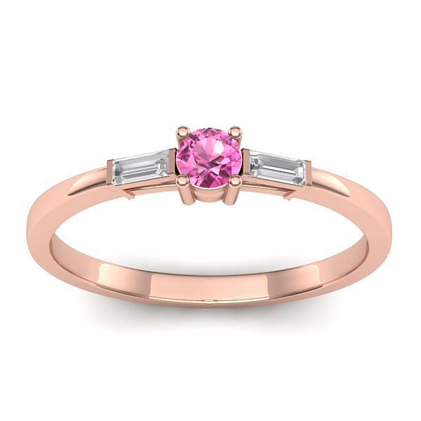 Inel de logodna cu safir roz rotund