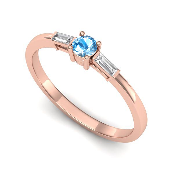 Inel de logodna din aur roz cu topaz blue