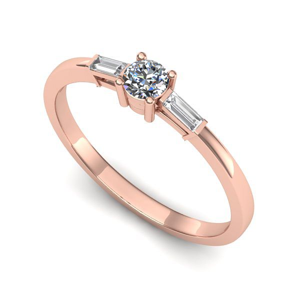 Inel logodna din aur roz cu diamant