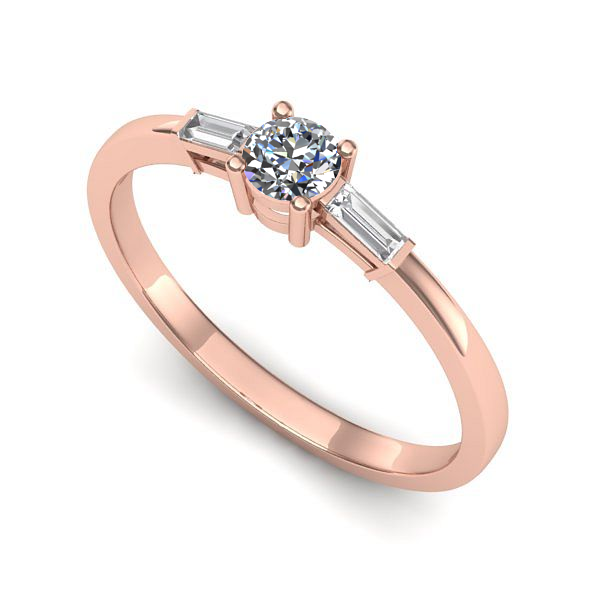 Inel din aur roz cu diamant