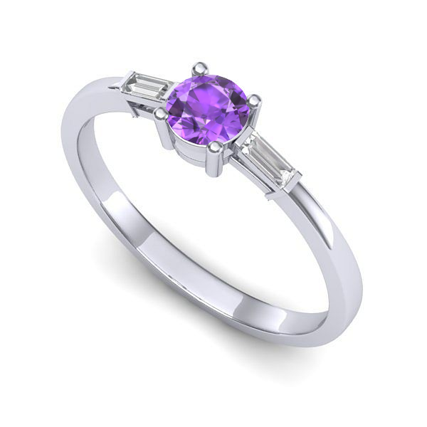 Inel logodna din aur alb cu ametist