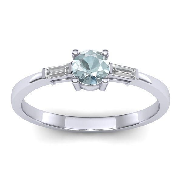 Inel logodna cu aquamarin rotund