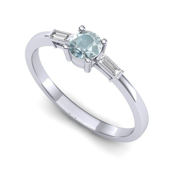 Inel din aur alb cu aquamarin