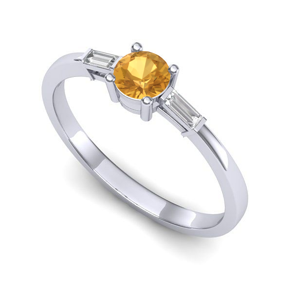 Inel din aur alb cu citrin