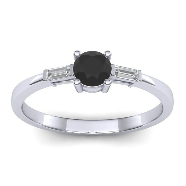 Inel de logodna cu diamant negru rotund