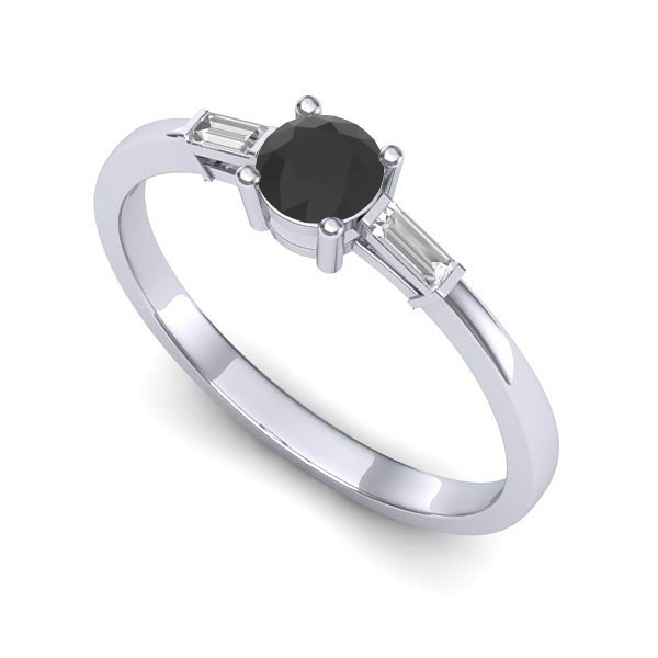 Inel logodna din aur alb cu diamant negru