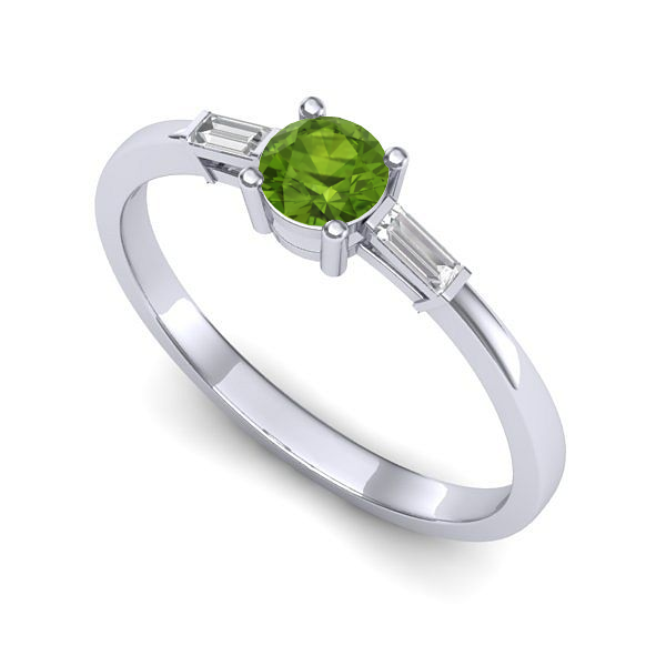 Inel de logodna din aur alb cu peridot