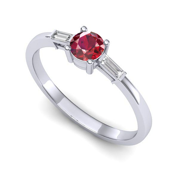Inel logodna din aur alb cu rubin