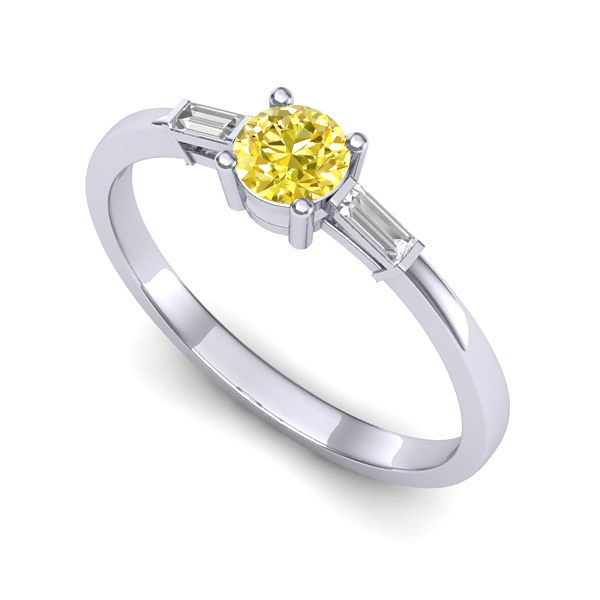 Inel din aur alb cu safir galben