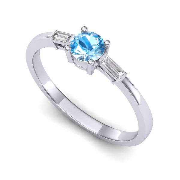 Inel logodna din aur alb cu topaz blue