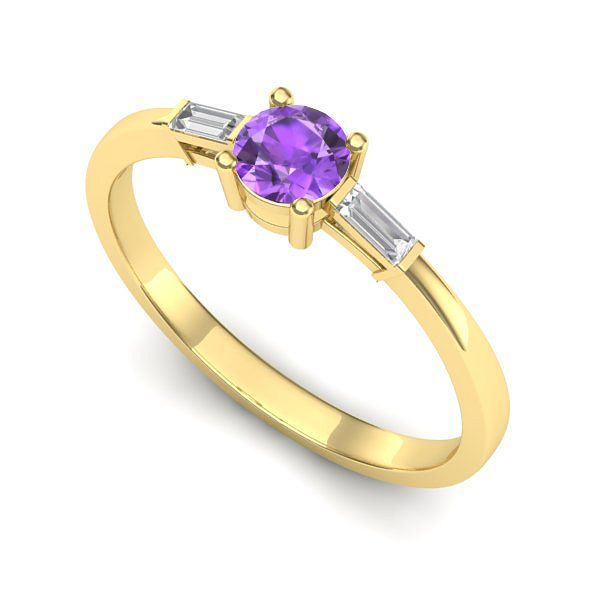 Inel logodna din aur galben cu ametist