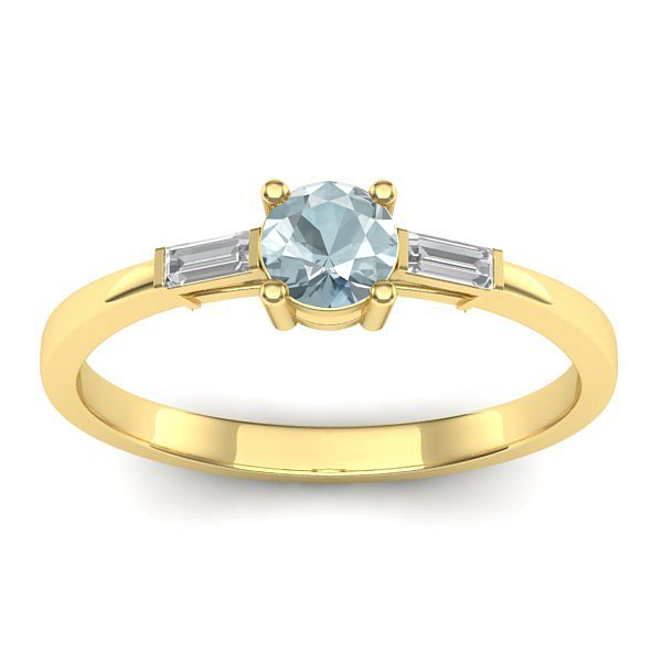 Inel logodna cu aquamarin rotund