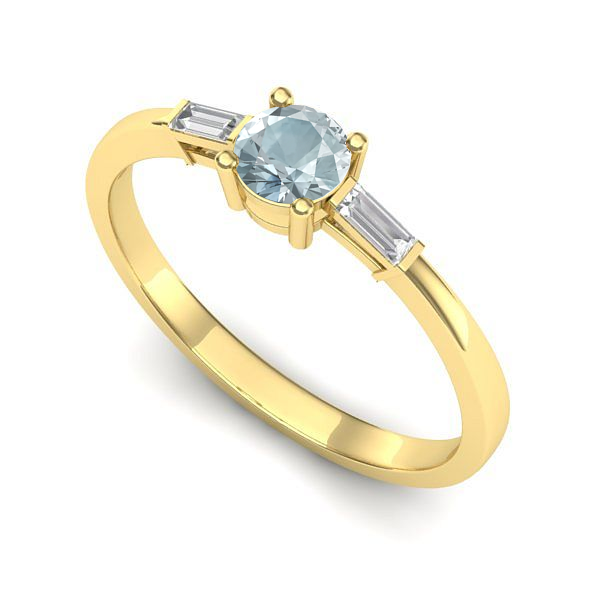 Inel din aur galben cu aquamarin