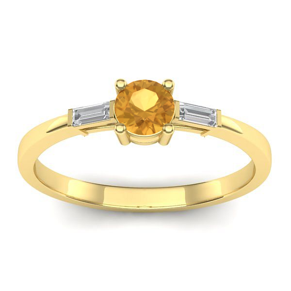 Inel cu citrin rotund