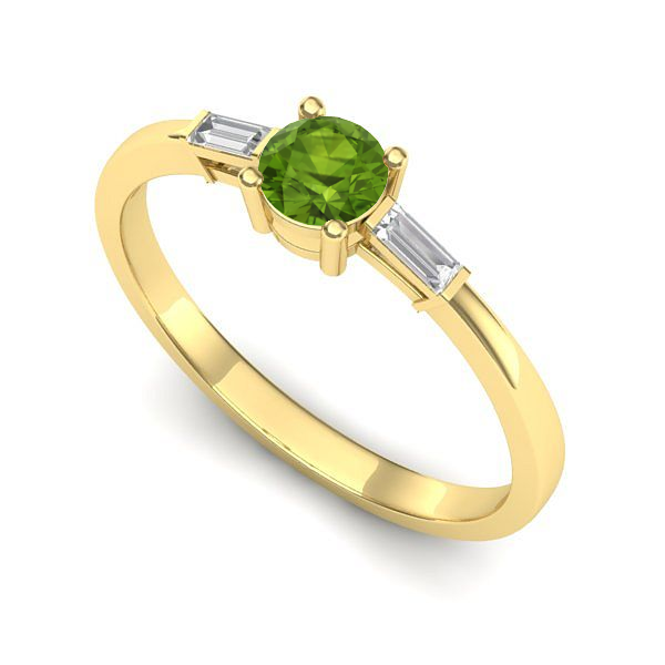 Inel logodna din aur galben cu peridot