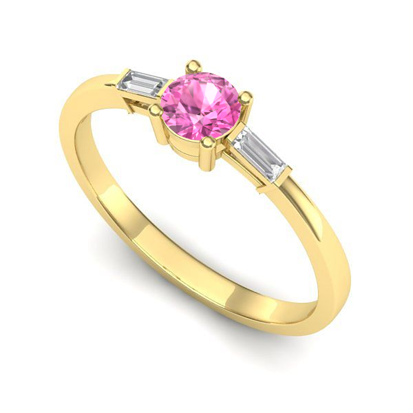 Inel de logodna din aur galben cu safir roz