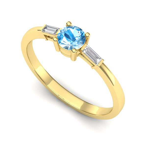 Inel din aur galben cu topaz blue