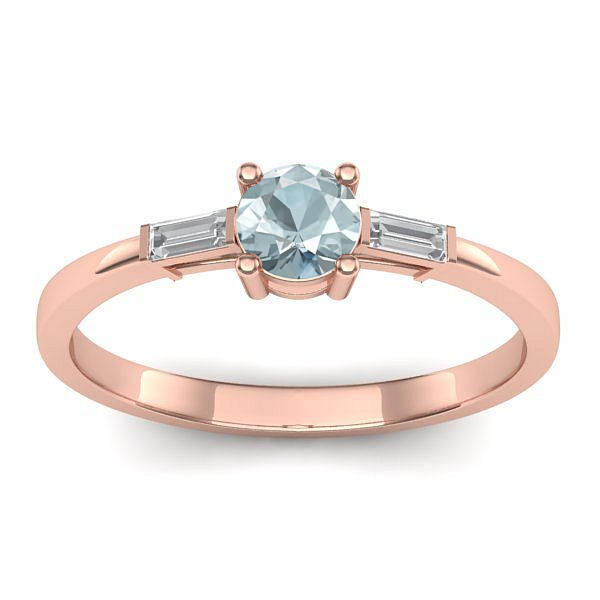 Inel cu aquamarin rotund