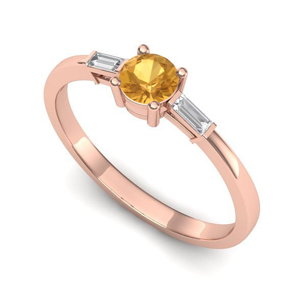 Inel din aur roz cu citrin