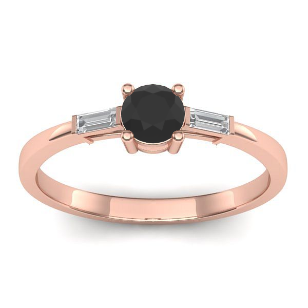 Inel cu diamant negru rotund